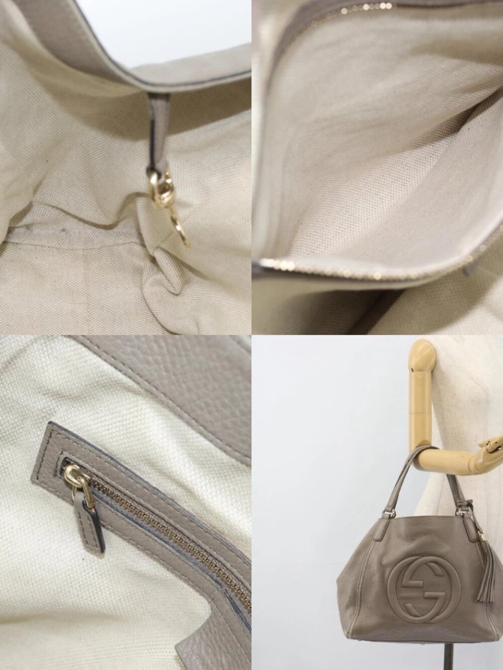 GUCCI Soho Hand Bag Leather Gray Gold 282309 Auth ep14702 - Picture 15 of 16